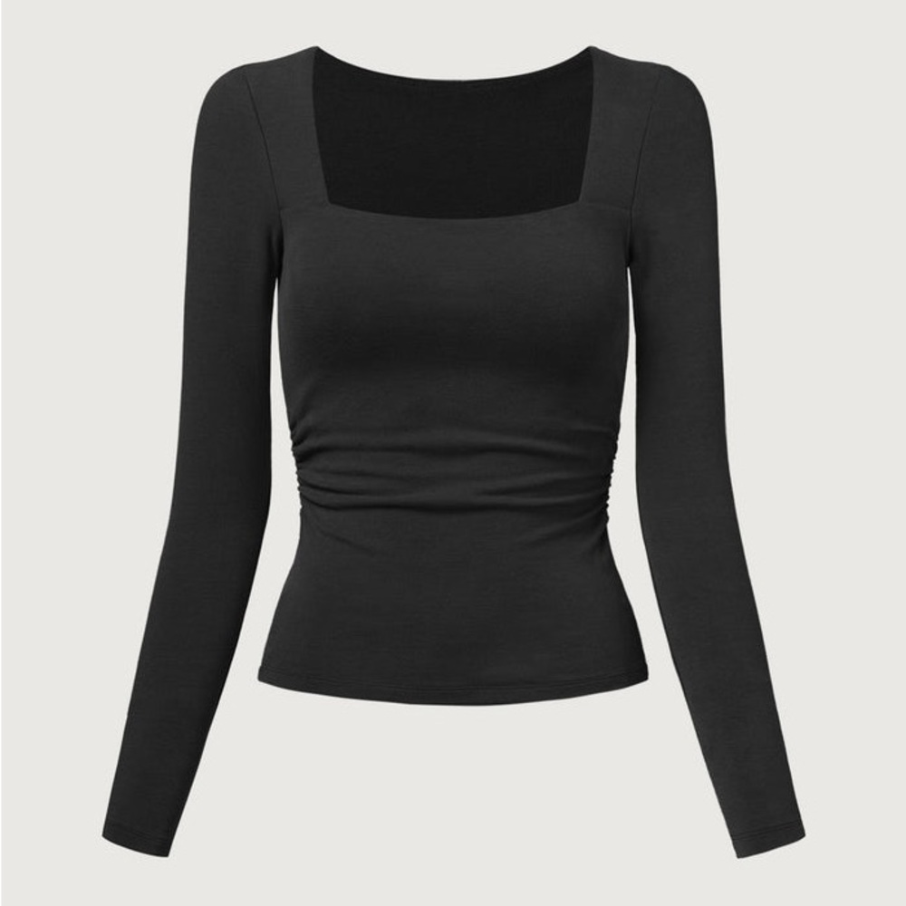 OGL Eco-Mousse® Anti-Bacteria Square Neck Ruched Brami Top - Black